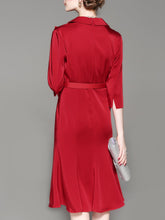 Autumn New Fashion Lapel Belt Skater Dresses